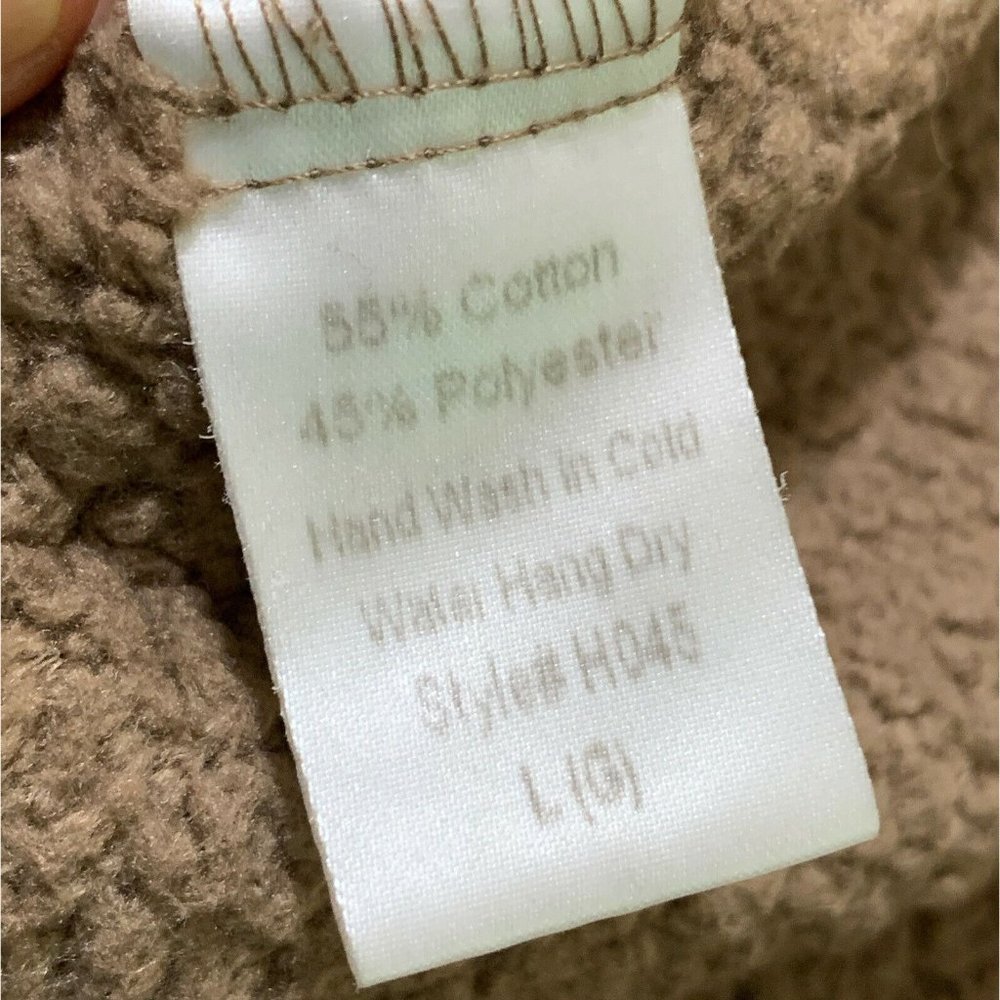 Carmin Brown Size Large Fleece Sherpa Hooded Zippered Jacket - Picture 6 of 6